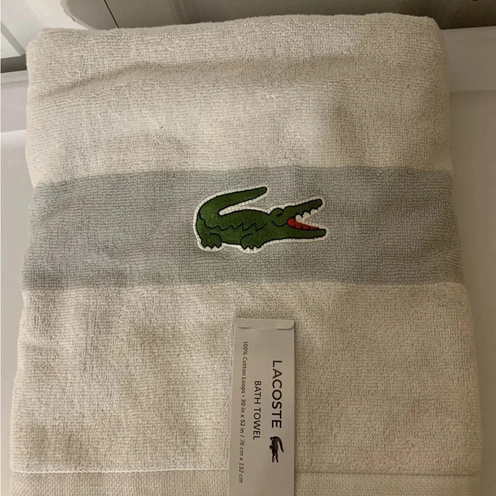 Lacoste gray white 52” X 30”‎ Bath Towel